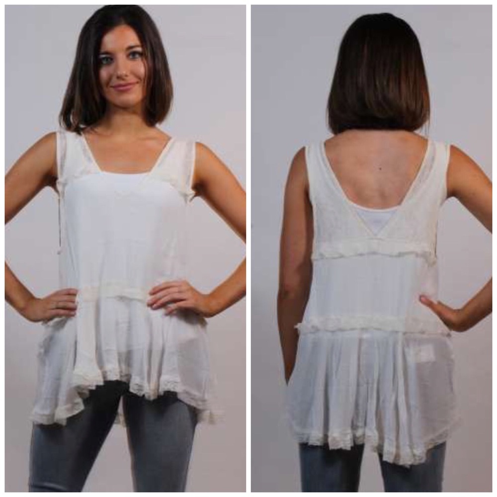🎉Final Sale🎉Free People Ruffle Trapeze Top - Picture 4 of 4